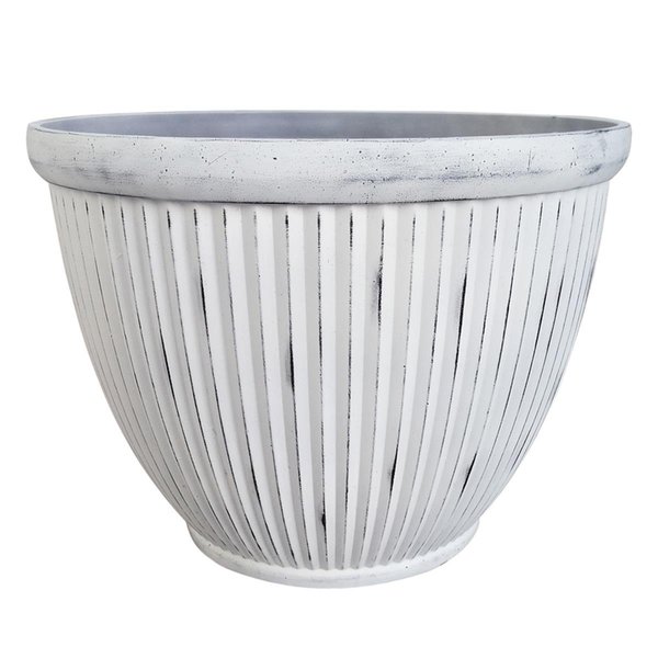 Book Publishing Co 15 in. dia. Resin Westland Patio Planter - Afterglow White GR1679905